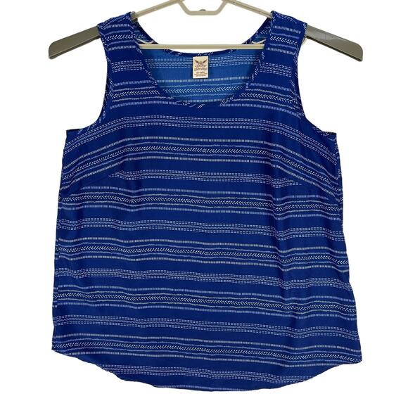 Faded Glory Tank Top Womens Plus Size 1X 16W Blue Striped Sleeveless Y2K Retro - Picture 1 of 5